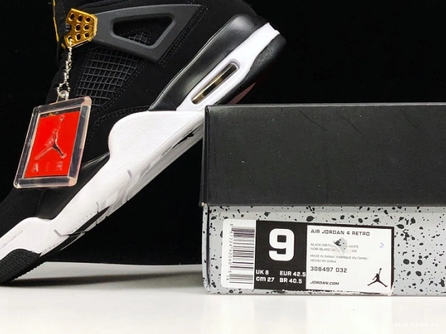Metallic 4 Royalty 308497-032 Jordan Air Gold-White Black 0716